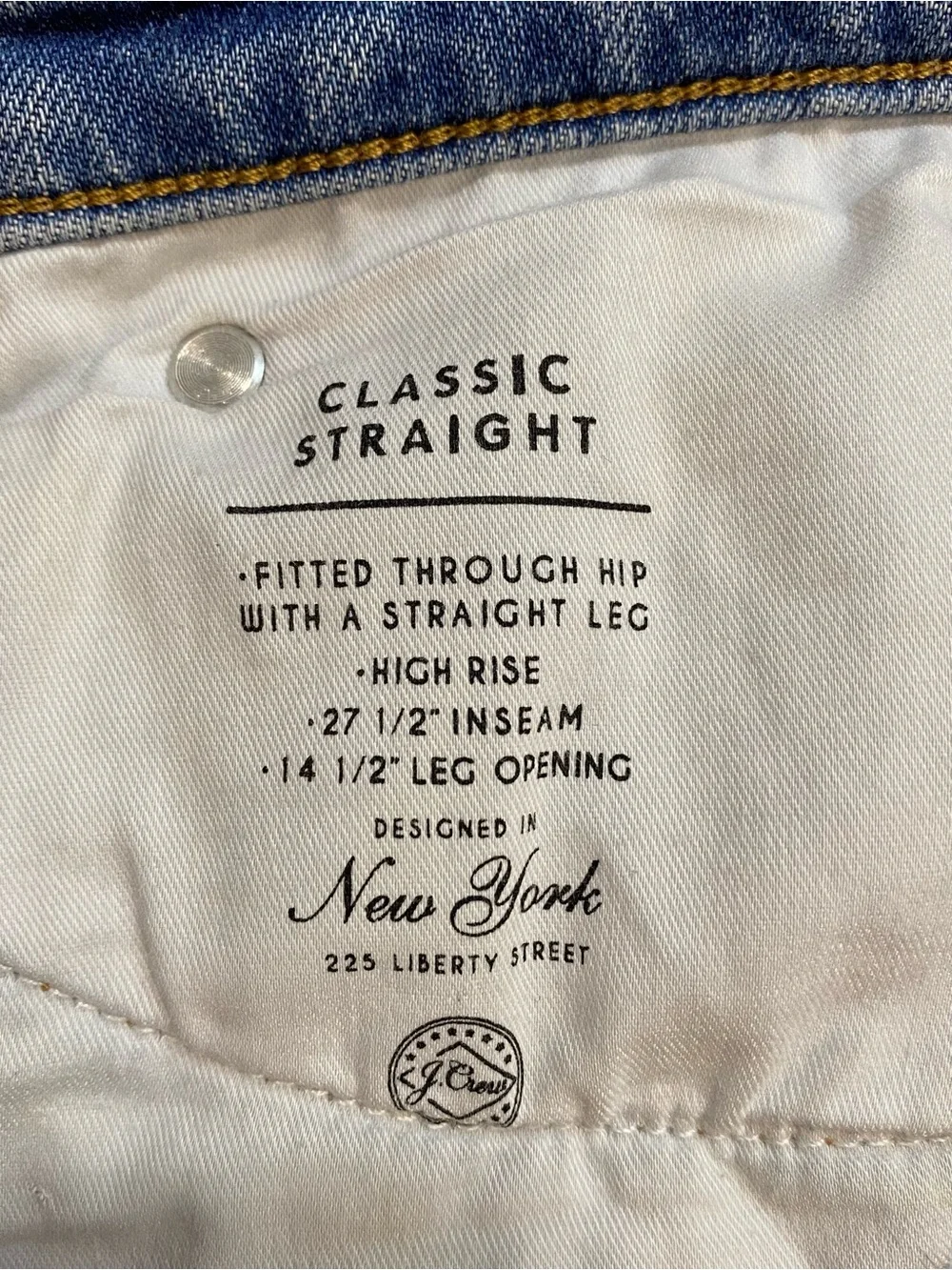 J. Crew High Rise Straight Leg Raw Hem Denim Blue Medium Wash Size 29